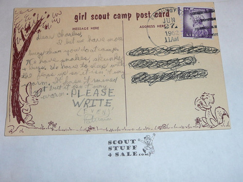 Girl Scout Post card, C'mon in Waters Fine!, tan, 1962 #2
