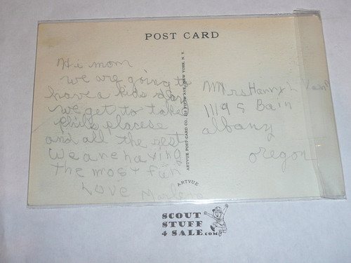 Girl Scout Post card, Camp Kilowan Reveille, Artvue, 1940's-60's