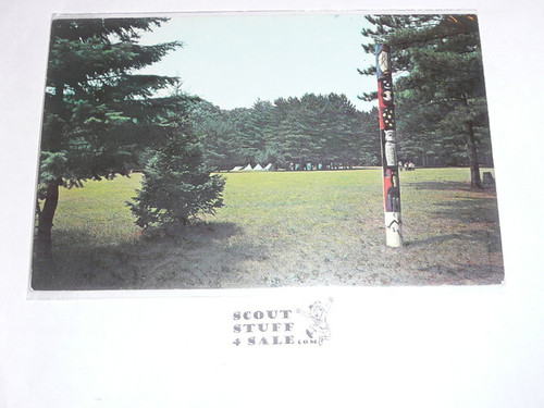 Camp Miakonda Totem Pole and campsite Post card