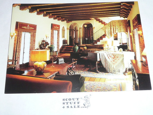 Philmont Scout Ranch Post card, Villa Philmonte Living Room