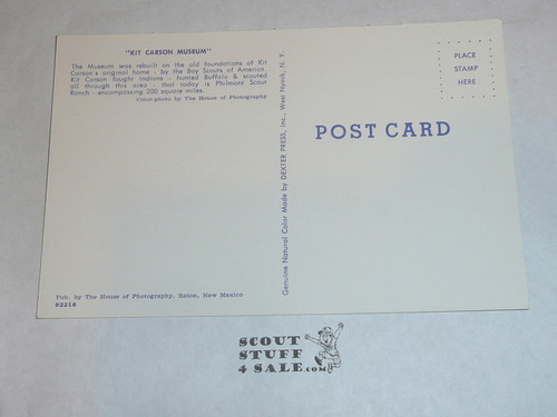 Philmont Scout Ranch Post card, Kit Carson Museum, 1950's-80's
