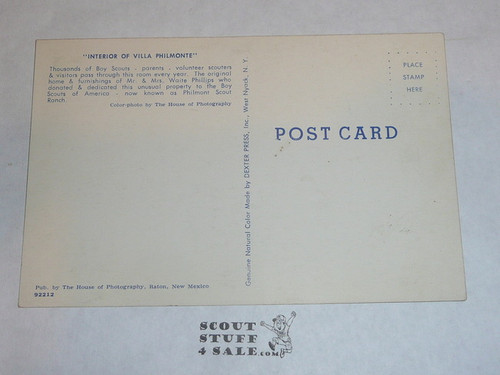 Philmont Scout Ranch Post card, Interior of Villa Philmonte, 1950's-80's