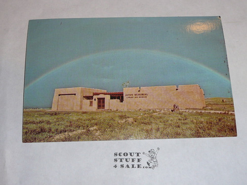 Philmont Scout Ranch Post card, Seton Museum with rainbow, 1950's-80's
