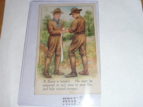 Boy Scout A Scout is Helpful Post card, Gartner & Bender co., 1919