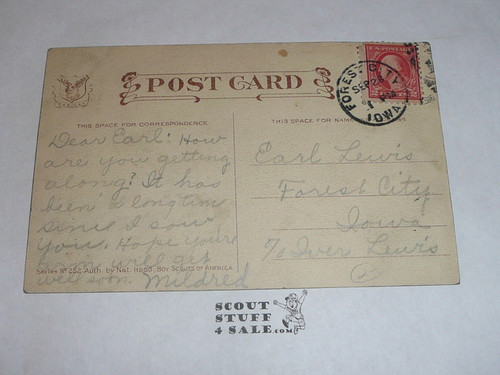 Boy Scouts in Camp, Official Boy Scout Post card, 1915