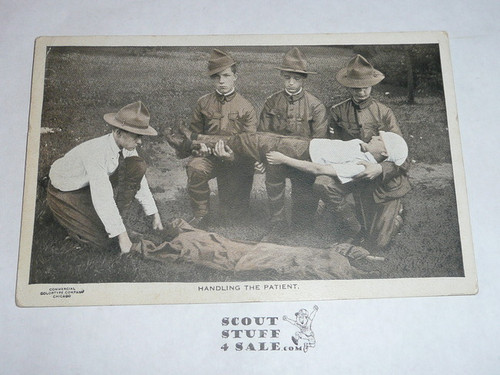 Boy Scouts Handling the Patient Post card, 1920