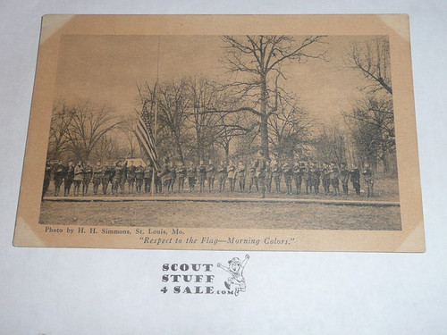 Respect to the Flag, Official Boy Scout Post card, 1915