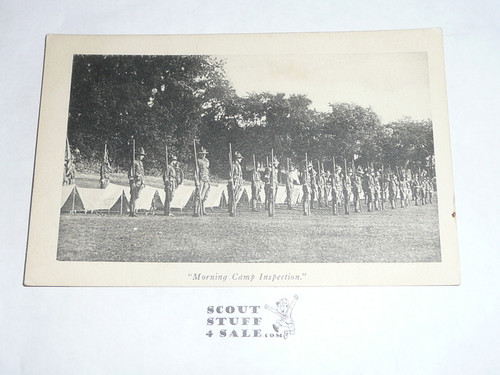 Morning Camp Inspection, Official Boy Scout Post card, 1915