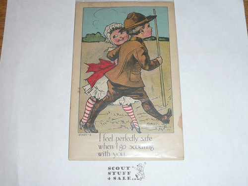 Boy Scout "I feel perfectly Safe when I go Scouting with you" Post card, 1920's