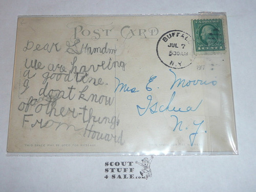 Boy Scout Patriotic Post card with girls, Henry Heininger Co, 1917