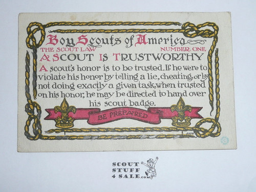 1911 Boy Scout Postcard, The Scout Law Series, #1 A Scout is Trustworthy