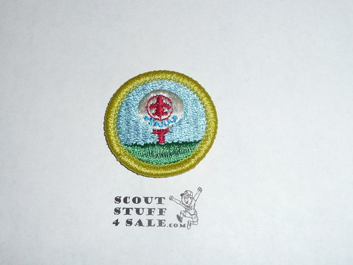 Golf - Type H - Fully Embroidered Plastic Back Merit Badge (1972-2002)