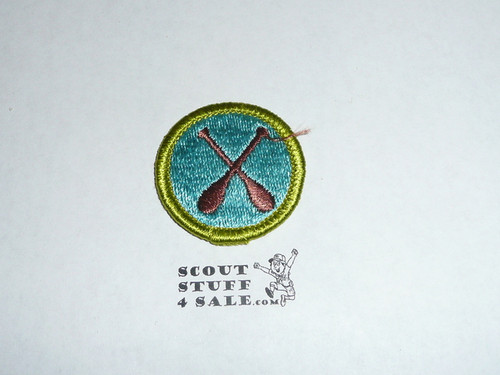 Canoeing - Type H - Fully Embroidered Plastic Back Merit Badge (1972-2002)