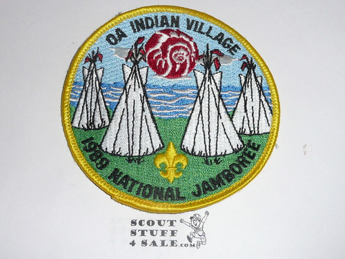 1989 National Jamboree Order of the Arrow Indian Village Patch, yellow bdr