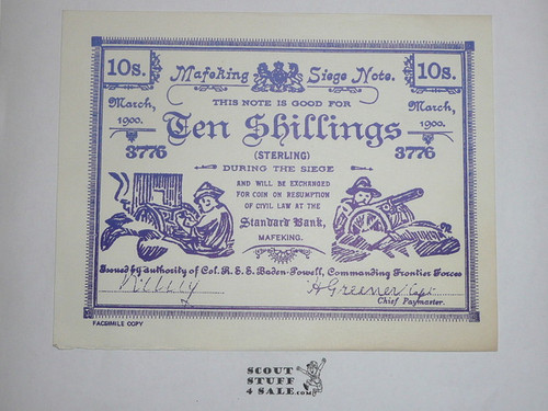 Facsimile Copy of a 10 Shilling Mafeking Siege Note