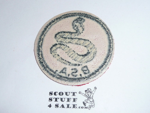 Cobra Patrol Medallion, Red Twill with gum back, 1955-1971