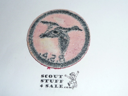 Duck Patrol Medallion, Red Twill with gum back, 1955-1971