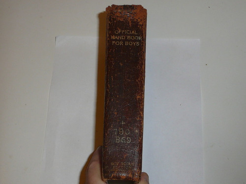 1914 Boy Scout Handbook, Second Edition, Every Boy's Library Edition, Bound for library use with leather spine and embossing, contents in great shape