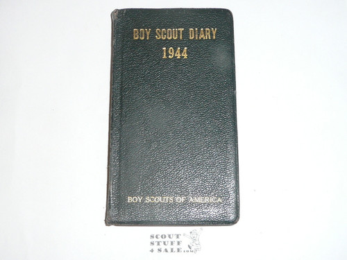 1944 Boy Scout Diary, Rare LEATHERBOUND, Gilt Edges