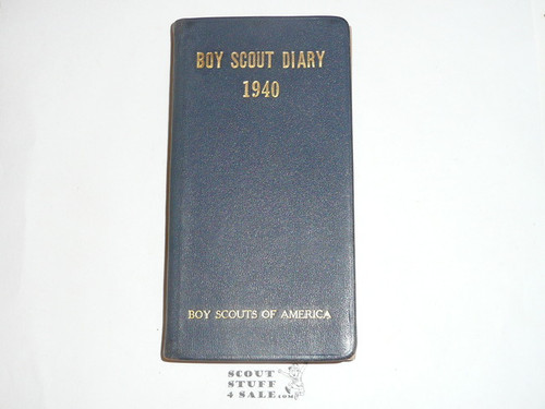 1940 Boy Scout Diary, Rare LEATHERBOUND, Gilt Edges