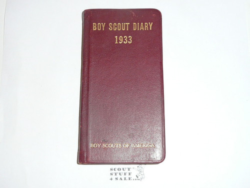 1933 Boy Scout Diary, Rare LEATHERBOUND, Gilt Edges