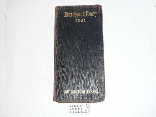 1921 Boy Scout Diary, Rare LEATHERBOUND, Gilt Edges