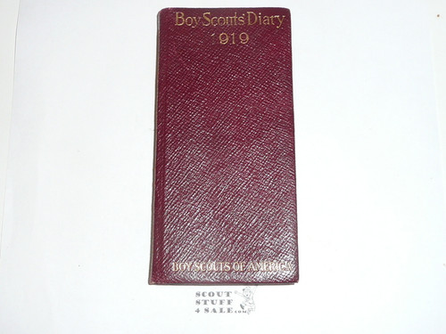 1919 Boy Scout Diary, Rare LEATHERBOUND, Gilt Edges