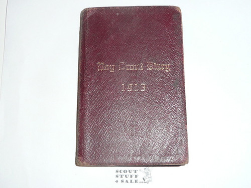 1913 Boy Scout Diary, Rare LEATHERBOUND, Gilt Edges, Used