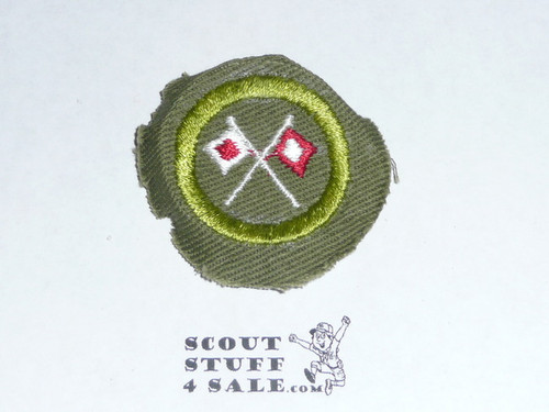 Signaling - Type E - Khaki Crimped Merit Badge (1947-1960)