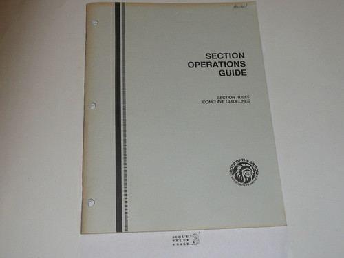 Order of the Arrow Section Operations Guide, 1989, 12-89 printing