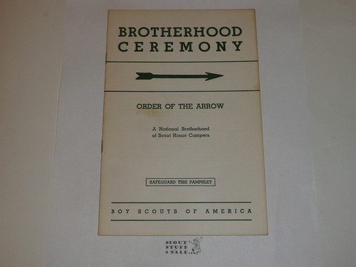 Brotherhood Ceremony Manual, Order of the Arrow, 1964, 7-64 Printing