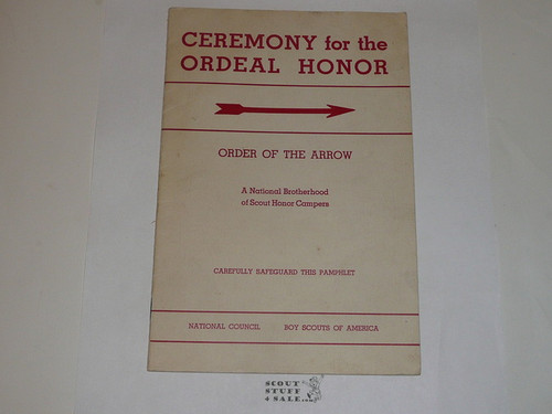 Ordeal Ceremony Manual, Order of the Arrow, 1950, 5-50 Printing