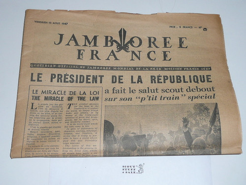 1947 World Jamboree Newspaper, August 15