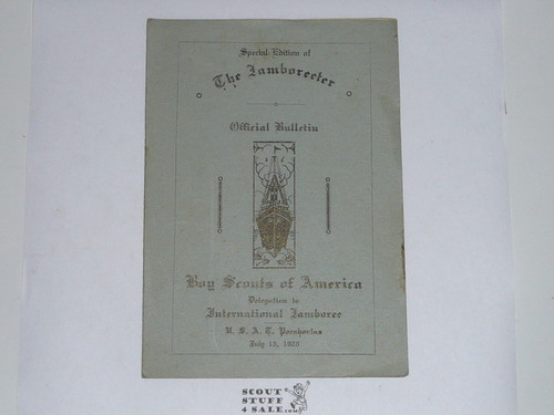 1920 World Jamboree Boy Scouts of America Contingent, Special Edition of the Jamboreeter, Official Bulletin, On Board the Pocahontas, Lists all Contingent Members and Delegation on Board