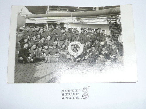 1924 World Jamboree Contingent Photo Postcard on the Leviathan Coming Home From The Jamboree