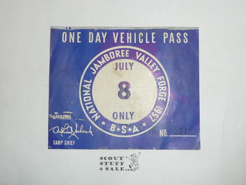 1957 National Jamboree Vehicle Pass, July 8