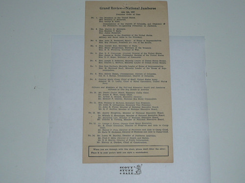 1937 National Jamboree Grand Review Order of Cars