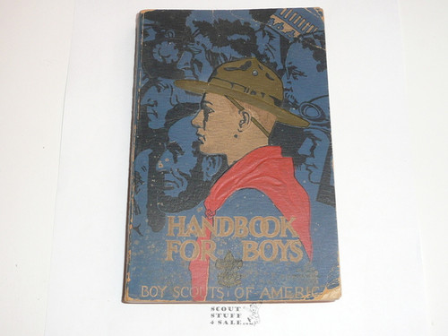 1936 Boy Scout Handbook, Third Edition, Twenty-third Printing, Norman Rockwell Cover, lt use with cover and edge wear, lite splatter from food at the bottom of cover