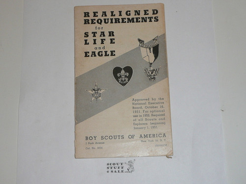 1952 Boy Scout Handbook Supplement, Realigned Boy Scout Requirements, 2-52 printing