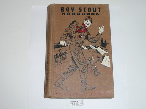 1959 Boy Scout Handbook, Sixth Edition, First Printing, RARE Hardbound printing, good condition with spine wear,, pages 121-124 missing, Norman Rockwell Cover