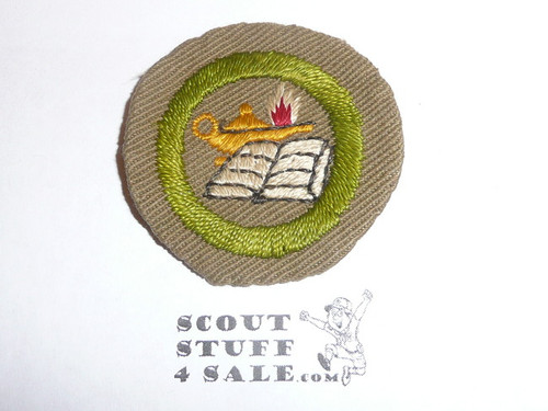 Reading - Type B - Wide Crimped Bdr Tan Merit Badge (1934-1935), was sewn but in very good condition