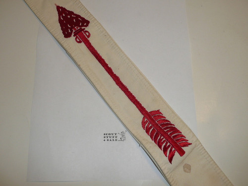 1960's Embroidered On Twill Ordeal Order of the Arrow Sash, Medium Weight Twill, Double Row Edged Stitching, Used , 29"