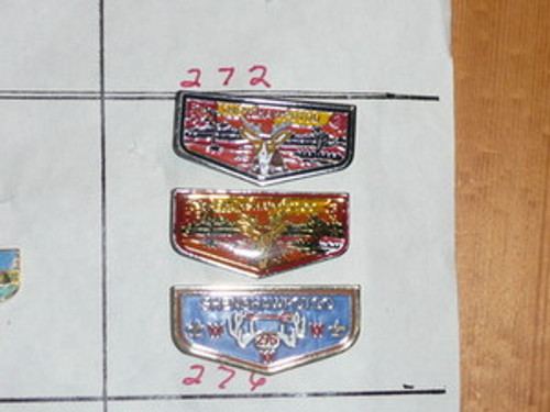 Shenshawpotoo O.A. Lodge #276 3 different Flap Shaped Pins - Scout