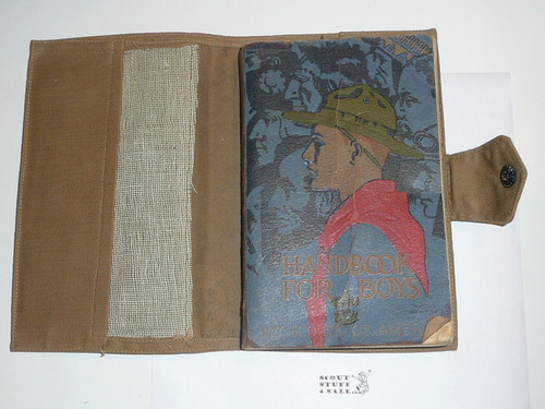 1930's Boy Scout Handbook in the Offical BSA Canvas Book Cover, Third Edition, unknown Printing because title page is missing, Norman Rockwell Cover