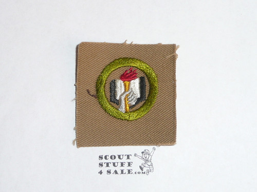 Scholarship - Type A - Square Tan Merit Badge (1911-1933)