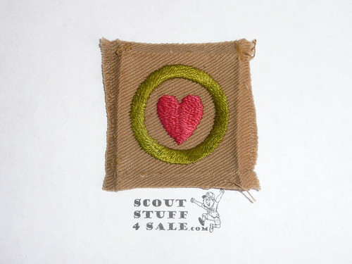 Personal Health - Type A - Square Tan Merit Badge (1911-1933), lt use