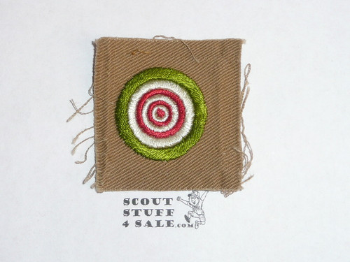 Marksmanship - Type A - Square Tan Merit Badge (1911-1933), lt use