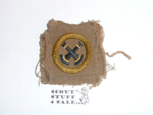 Firemanship - Type A - Square Tan Merit Badge (1911-1933), TEENS variety, used