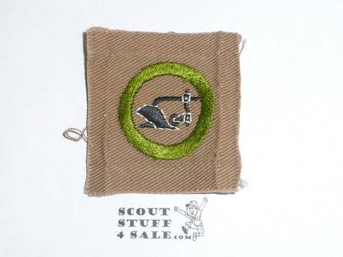 Farm Mechanics - Type A - Square Tan Merit Badge (1911-1933), lt use