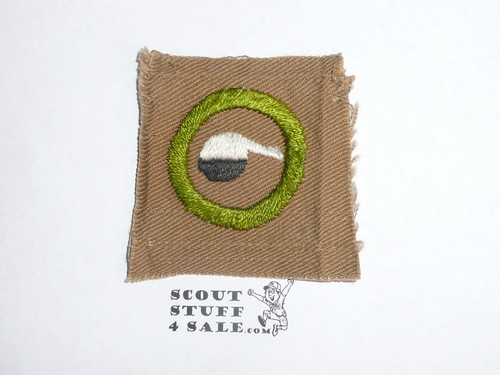 Chemistry - Type A - Square Tan Merit Badge (1911-1933), lt use